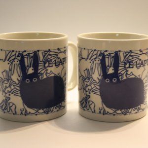 Vintage Taylor & Ng Le Lapin Blue Rabbit Mugs, Made in Japan, Set of 2